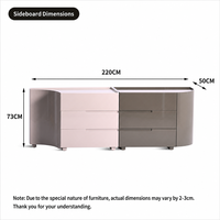 Buffet moderne minimaliste 2,2 m laqué brillant, meuble de rangement de luxe pour salle à manger, maison et restaurant
