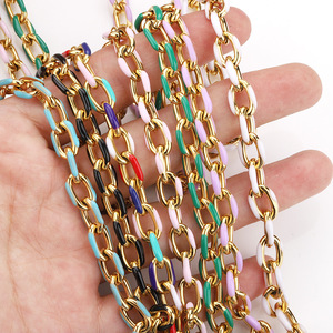 Stainless Steel Enamel Chain 1M DIY Jewelry Making Supply For <b>Bracelet</b> Necklace Craft Supplies Colorful Cross Chain - Product Image 2