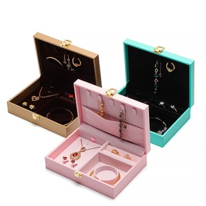 PU Leather Velvet Jewelry <b>Boxes</b> Ring Necklace <b>Earring</b> <b>Gift</b> Box for Gold Jewelry Packaging Organizer Box - Product Image 2