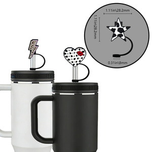 En gros, embout de paille en silicone personnalisé motif vache 8mm réutilisable, design crème glacée pour gobelet, décoration de fête western, cadeau - Product Image 2