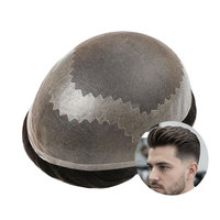 Perruques en silicone pour hommes 8x10 pouces, densité 80%, noires naturelles, avec dentelle frontale et base en peau fine