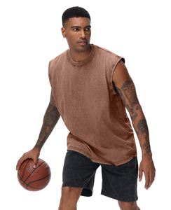Custom Cotton Acid Wash Tees Muscle Workout Running Tank <b>Tops</b> Sleeveless Shirts for Men Tank <b>Tops</b> - Product Image 2
