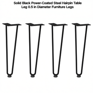 Pied de table en acier noir mat avec revêtement en poudre, diamètre 0,5 pouce, pieds de meubles - Product Image 1