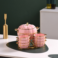 Luxuriöses Bone China Geschirrset, Keramik-Suppentopf mit Ständer, Umweltfreundliche Porzellan-Terrine für Hotels