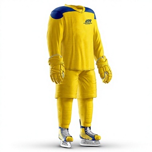 Uniforme de Hockey sobre Hielo Amarillo para Hombre LAPUS BURGUNDY, Impresión por Sublimación, Transpirable, 100% Poliéster, Equipo de Protección para Adultos - Product Image 2