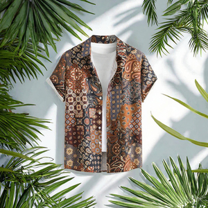 Chemise hawaïenne décontractée pour homme, respirante, écologique, à manches courtes, à motif floral, fermeture à un bouton - Product Image 3