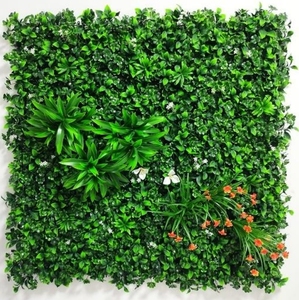 Custom-size Anti-UV Plastic Artificial Grass <b>Wall</b> Artificial Green Grass With Mini <b>Flower</b> Home Office Decor - Product Image 3