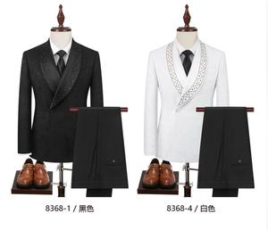 Nouveaux costumes de <span class=keywords><strong>mariage</strong></span> élégants pour hommes, en jacquard léger et luxueux, avec col en diamant vert, pour la mode masculine, robe de <span class=keywords><strong>soirée</strong></span> 2 pièces - Product Image 2