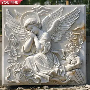 出售高品质大理石天使浮雕墙雕塑