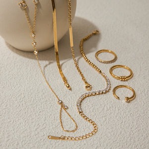 2025 phổ biến Ins có thể điều chỉnh Zircon ngón tay vòng đeo tay chuỗi Thép không gỉ kết hợp bóng tennis Chuỗi Vòng Đeo Tay zirconia sáng bóng vòng - Product Image 4