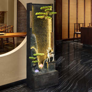 Fontaine murale à rideau <span class=keywords><strong>d</strong></span>'<span class=keywords><strong>eau</strong></span> en résine de style chinois, rocaille à <span class=keywords><strong>eau</strong></span> courante, éclairage LED, symbole de bonne fortune pour la vie - Product Image 4