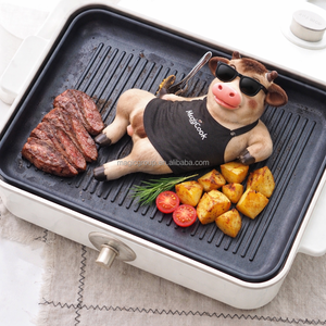 Parrilla Eléctrica Portátil Redonda para Interiores con Tapa, Placa Antiadherente de Fundición a Presión, Parrilla Eléctrica de Sobremesa, Fabricante OEM - Product Image 1