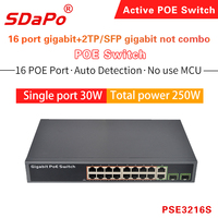 SDAPO psep3216s PSE1622GD harga pabrik penjualan terlaris 16 + 2 + 2SFP Poe Switch semua Gigabit 48V jaringan tidak dikelola PoE Switch