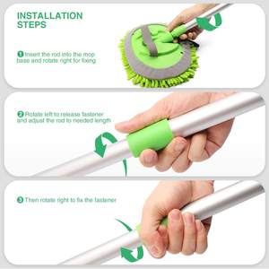 Tapis de nettoyage de voiture en Chenille microfibre, 3 pièces, têtes de balai, Long manche, extérieur, brosse, tige d'extension, pour nettoyage - Product Image 6