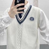 Gilet en tricot à col en V pour hommes et femmes, vêtements de couple, style universitaire, broderie d'une flèche perçant le cœur