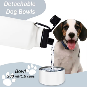 Bouteille d'eau pour chien à sublimation vierge avec bol, distributeur d'eau portable pour animaux de compagnie, gobelet isotherme en acier inoxydable - Product Image 5