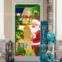Nouvelle bannière de porte de Noël 2026, Père Noël surveillant la liste des cadeaux, drapeau de bienvenue décoratif en tissu polyester à suspendre