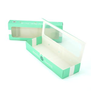Boîte de boulangerie longue rayée menthe en gros, <span class=keywords><strong>prix</strong></span> d'usine, boîte en papier de qualité alimentaire avec fenêtre transparente en PVC pour macarons - Product Image 4