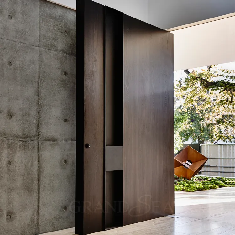 Italienische Luxus Design Eingangstür Außen Sicherheit Front Pivot Tür modernen Eingang schwarz Holz Aluminium Pivot Tür