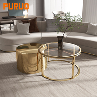 Table basse ovale Puruo pour salon moderne, plateau en verre transparent de luxe sur mesure, base en acier inoxydable, durable 3-5 ans