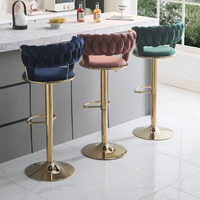 Tabouret de bar de luxe en velours, réglable en hauteur, pour comptoir, maison, café
