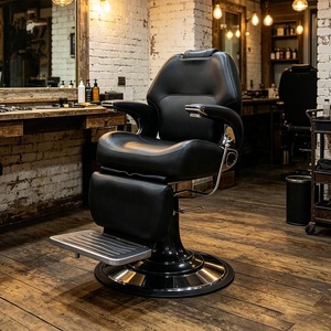 Nouveau design 2026 – Fauteuil de barbier noir haute densité avec siège en cuir, rotation à 360° et réglage hydraulique de la hauteur pour salon de coiffure - Product Image 2