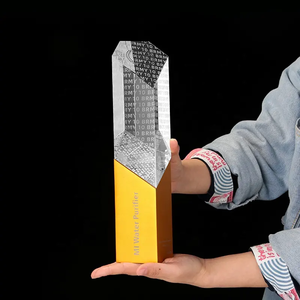 بيع بالجملة الأعلى مبيعًا في قوانغتشو تصميم جديد محفور بالليزر معدن زجاج أسود ذهبي فضي برونزي جوائز هدايا للأعمال - Product Image 3