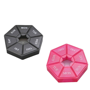 Promotional Customized Plastic Cute Pill Box for 7 Days Custom Plastic 7 Days Round Pill Box