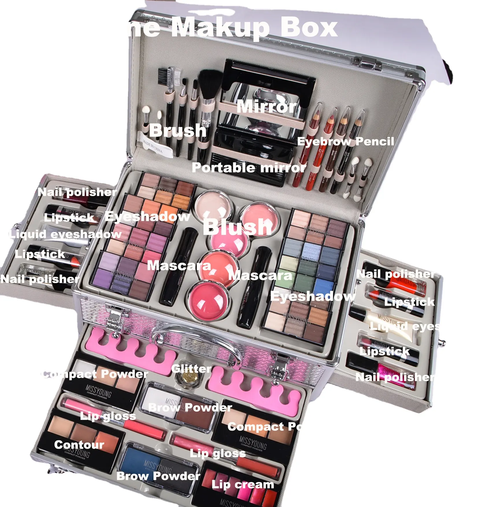 Ready-to-ship ALL IN ONE 106 Pcs Full Professional Makeup Kit Set For Girl Eyeshadow Lipstick Blush Brush Cosmetic