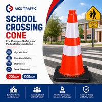 Cône de signalisation Aiko pour passage scolaire avec colliers réfléchissants pour la circulation sur le campus, le routage des piétons et la direction des trajets de dépose