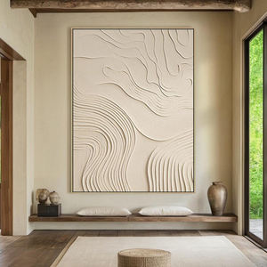 रिया कला हस्तनिर्मित 100% ग्रे कैनवास मूल अमूर्त तेल पेंटिंग बड़े आकार की मोटी दीवार कला इनडोर प्लास्टर - Product Image 5