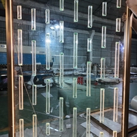 Cloison de séparation en verre cristal lumineuse de luxe sur mesure, cadre en acier inoxydable, cloison LED lumineuse pour hôtel, villa