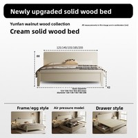 Tête de lit réglable en bois massif, style crème européen minimaliste moderne, avec rangement, capacité de charge 1000 kg, pour lits 2x2.2m et 1.8m