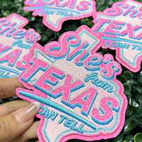 Parche Bordado Personalizado de 4 Pulgadas con Estrella de Texas y Brillo, Estilo Western, Termoadhesivo para Gorra de Camionero