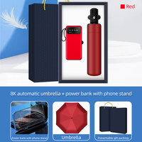 Fabricant de haute qualité Logo personnalisé 10000mAh Business Power Bank support de téléphone + parapluie coffret cadeau sérigraphie en soie