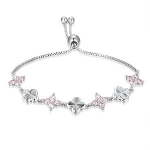 Grace gioiello di san valentino bracciale quadrifoglio personalizzato in argento 925 per regalo da donna - Product Image 1