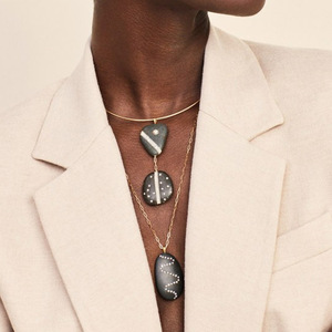 Collar con Colgante de Cristal en Forma de Corazón de Piedra Clásica, Collar con Colgante de Circonita, Collar con Colgante de Piedra de Ágata para Mujer, Joyería de Piedra - Product Image 1