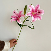 Prix usine 3d Imprimer Fleurs 3 têtes Lily Real Touch Blanc Calla Lily Fleurs Artificielles Pour Bouquet De Mariage