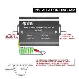 Protecteur de surtension Ethernet 10/100 Mbps 5KA RJ45 en aluminium 4 ports Full-Duplex/Half-Duplex avec fonction PoE - Product Image 4