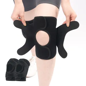 Open Patella Suporte Neoprene Knee Brace com 4 Estabilizadores Laterais para Trabalhar Fora, Correr, Recuperação de Lesões