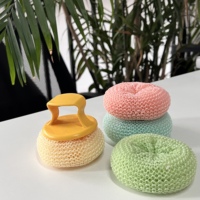Récureur en nylon d'épurateur de boule de nettoyage de cuisine de grillage en plastique bon marché