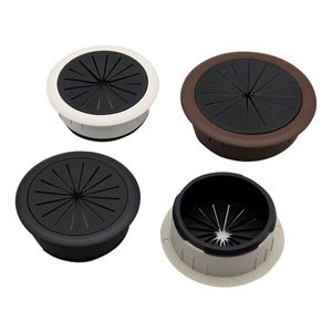 <b>Round</b> Cable Hole Cover For Desk 6060 Dustproof Plastic Sealing Cap With Bolt Inserting Type Black Brown White Gray Durable - Product Image 1