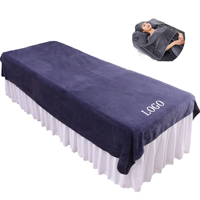 Housse de lit de spa en polaire corail, drap de table de massage avec logo brodé, ensemble de serviettes rectangulaires pour salon de beauté, tissu doux et épais de haute qualité