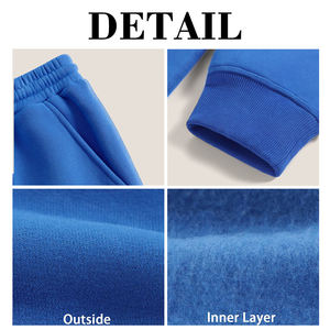 Conjunto de Sudadera con Capucha y Pantalones Deportivos KIingSen OEM Unisex, Color Blanco Ácido, Costuras, Felpa Suave, Transpirable, 400g, Ropa Urbana de Invierno - Product Image 6