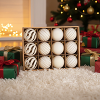 Décorations de Noël de luxe multicolores réutilisables, boules floquées incassables, ornements suspendus