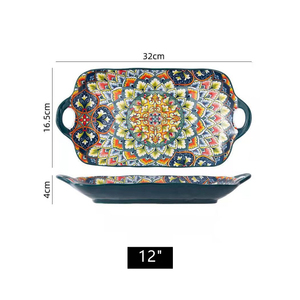 Bộ bát đĩa gốm sứ kiểu Bohemian cổ điển châu Âu bán buôn, bán chạy, màu xanh, dùng cho khách sạn, đồ dùng bàn ăn bằng sứ - Product Image 6