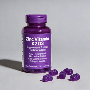 مكملات فيتامين K2 وD3 والزنك للشعر والأظافر للبالغين، مع NAD+ وريسفيراترول وبربرين وبيوتين، كبسولات مضادة للشيخوخة لصحة الدماغ والكولاجين - Product Image 1