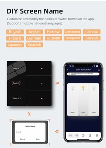 Nuevo Diseño Interruptor Inteligente Tuya de 2 Ganglios con Pantalla LED y Nombre en el Panel, 600W, Placa Frontal de Cristal Dorado, Edición de Nombre de Habitación, MQTT, Home Assistant - Product Image 6