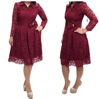 Robe en dentelle pour femmes, tenue de travail élégante à manches longues, coupe A-Line, tenue de soirée, grande taille 4XL, collection automne 2023