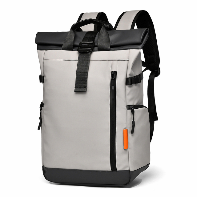 Custom logo Men's Roll Top Backpack Waterproof 15.6 Inch Laptop Bag Large Capacity Travel Day Pack for Work School Travel